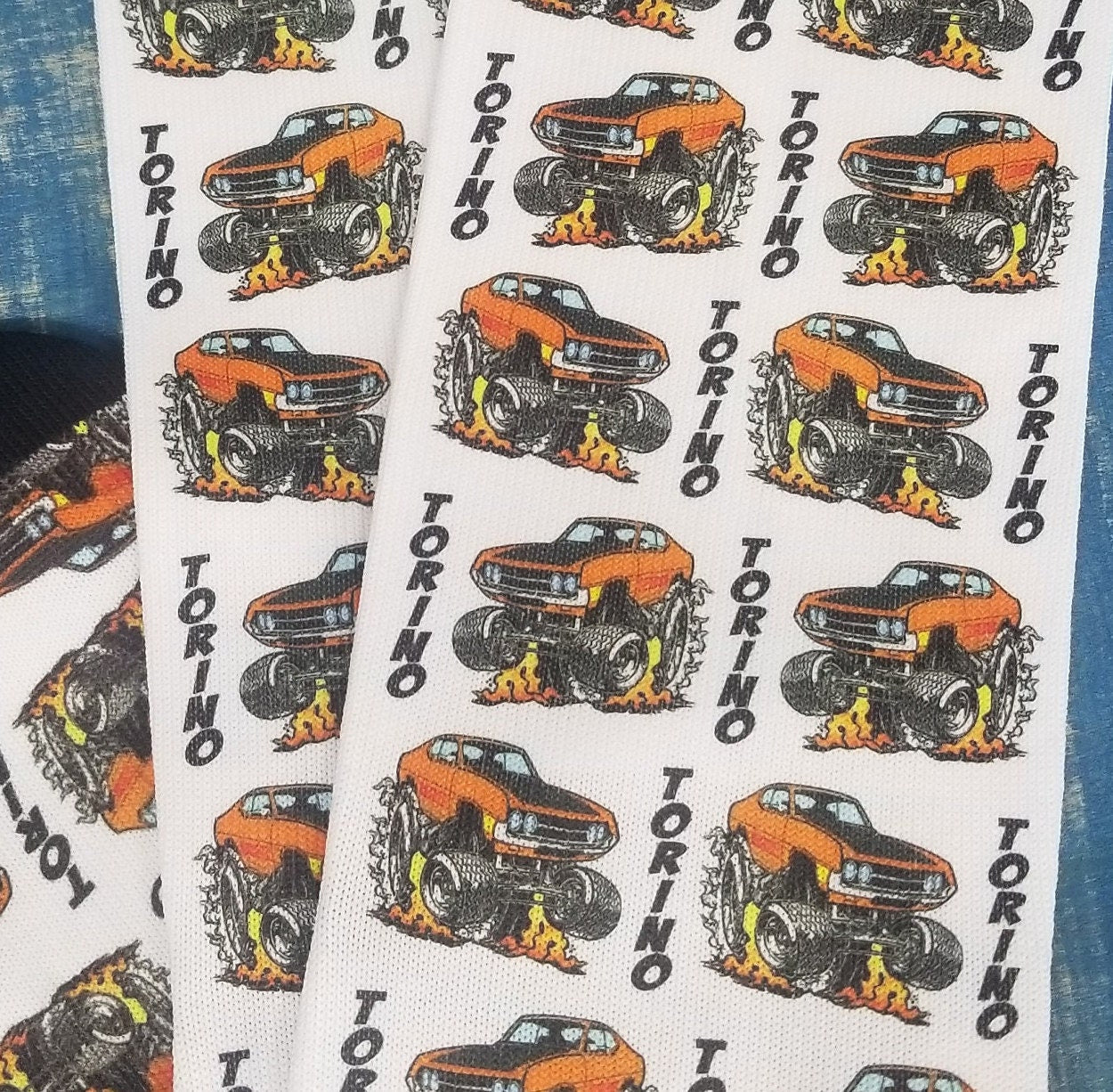 Vintage Ford Torino Cartoon Hot Rod Car Dress Socks