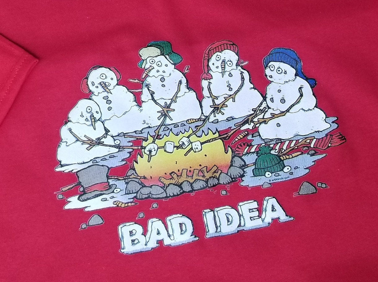 Bad Idea Melting Snowman Funny T-Shirt