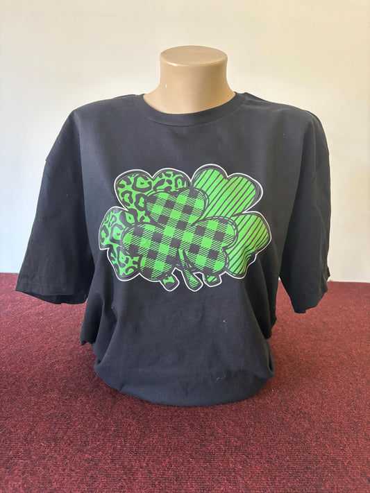 St. Patrick's day Three Leaf Clovers T shirt *Black*