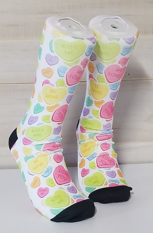 Conversation Hearts Love Valentines Socks