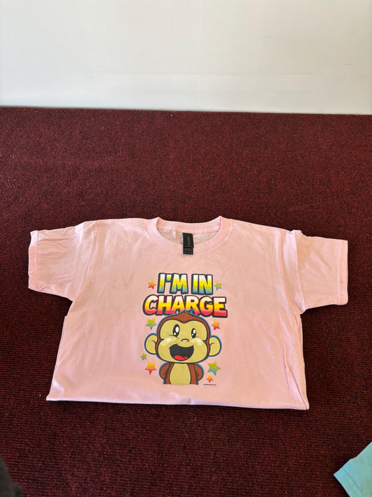 I"M IN CHARGE" Kids Unisex T Shirt *Light Pink & Light Blue*