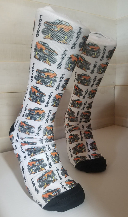 Vintage Ford Torino Cartoon Hot Rod Car Dress Socks